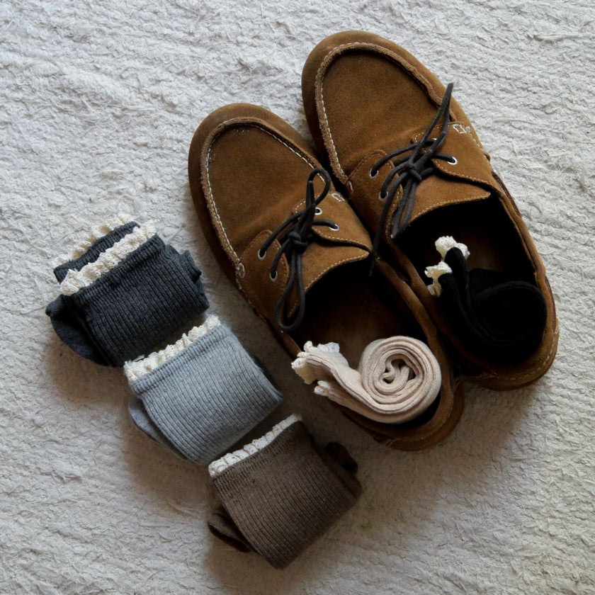 Chaussettes hautes macramé gentil coquelicot