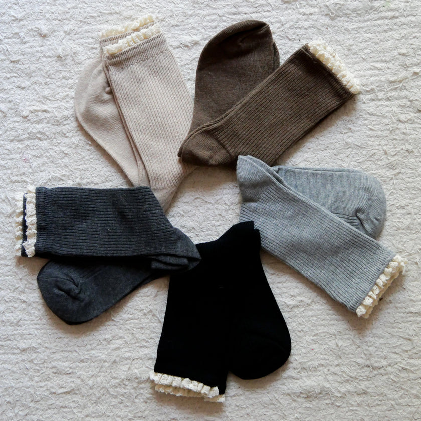 Chaussettes hautes macramé gentil coquelicot