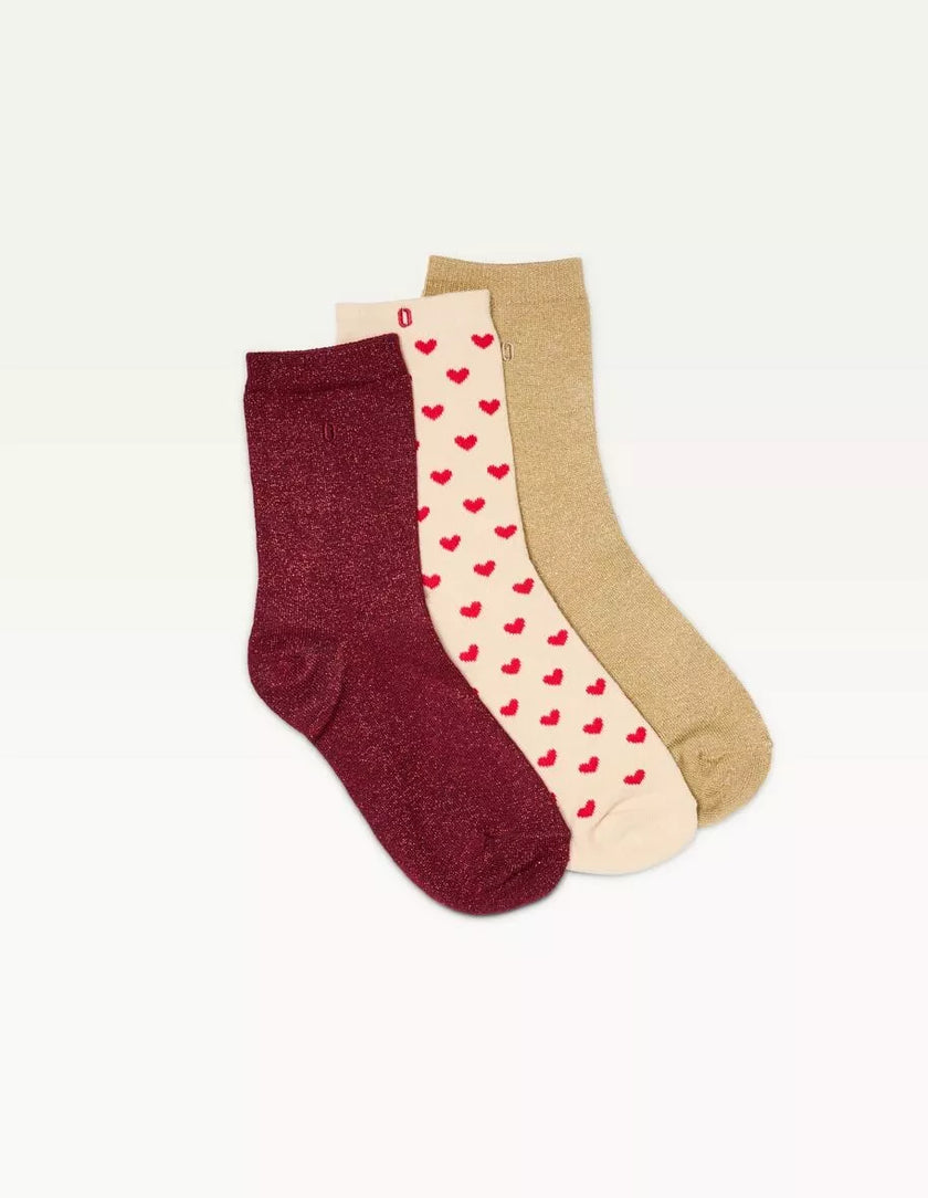 Pack de 3 chaussettes à paillettes et coeurs