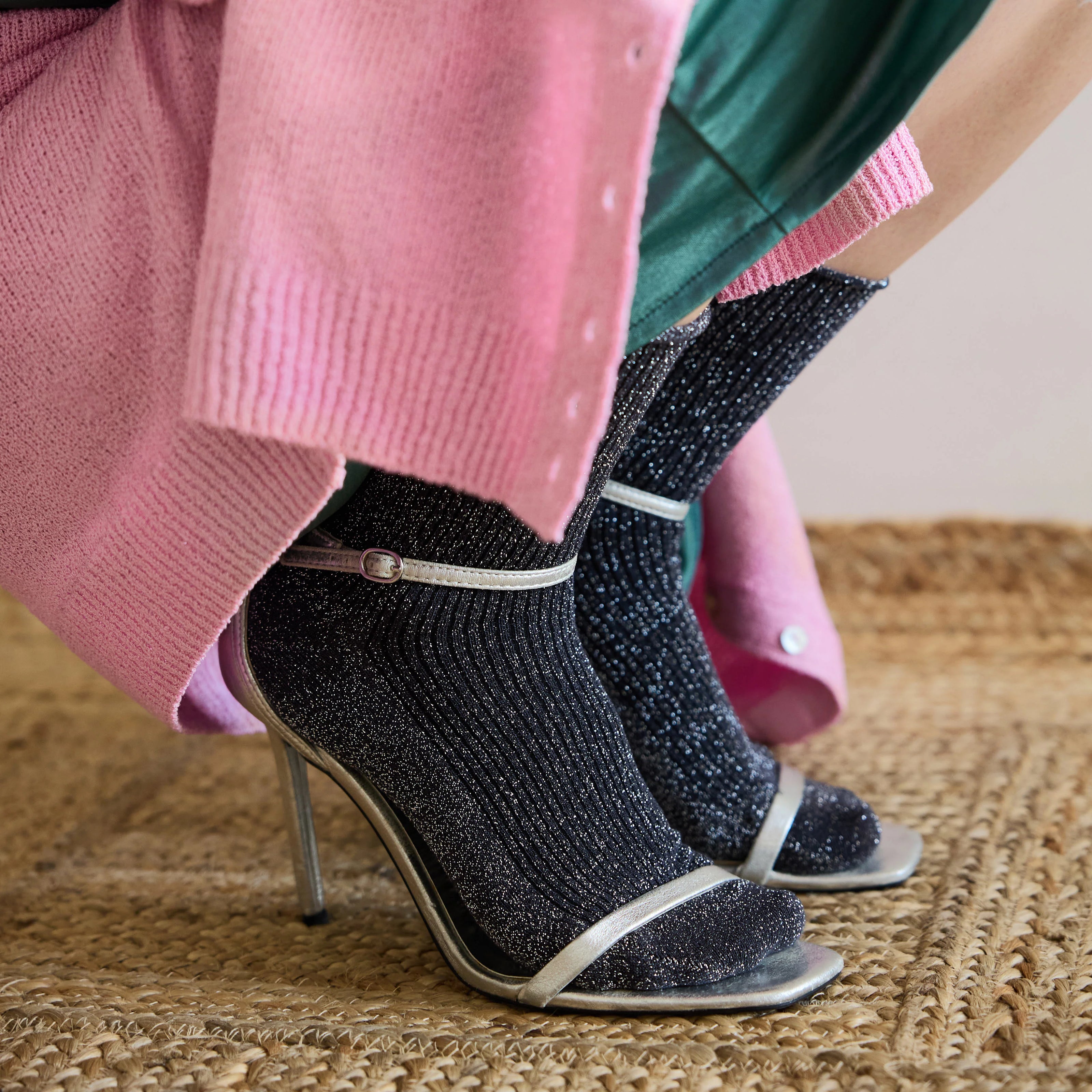 Chaussettes à paillettes grises Klue