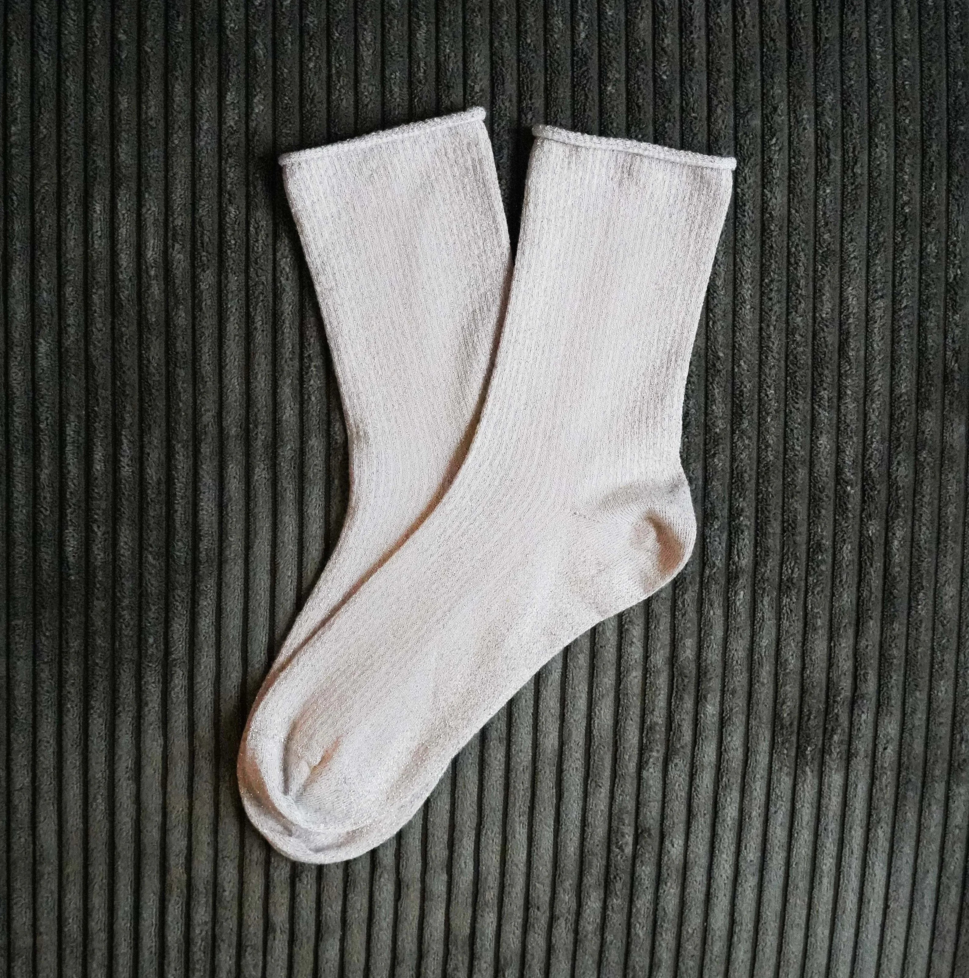 Chaussettes à paillettes beige Klue