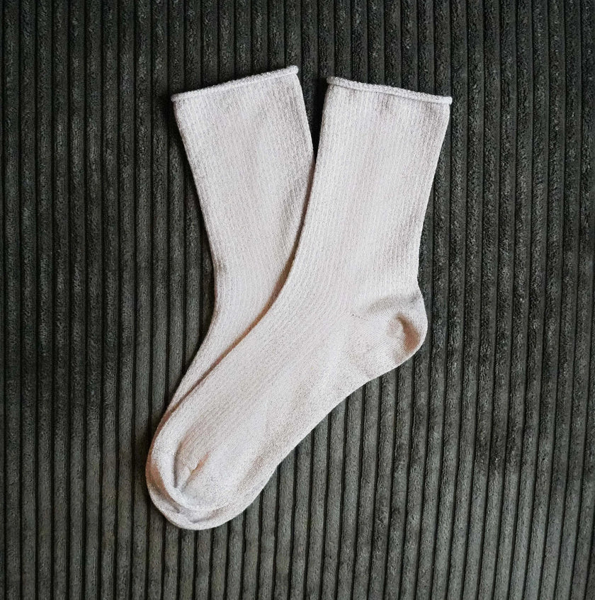 Chaussettes à paillettes beige Klue