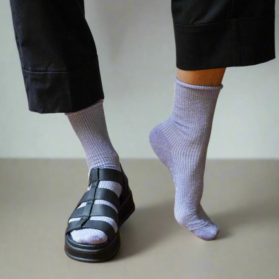 Chaussettes à paillettes lilas Klue 