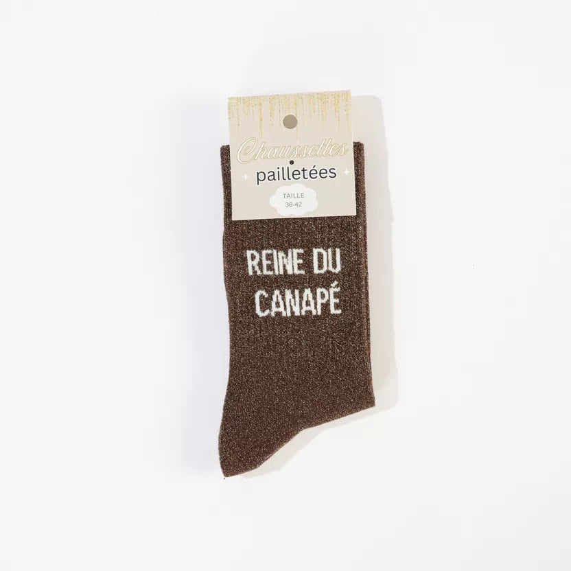 Chaussettes à paillettes reine du canapé