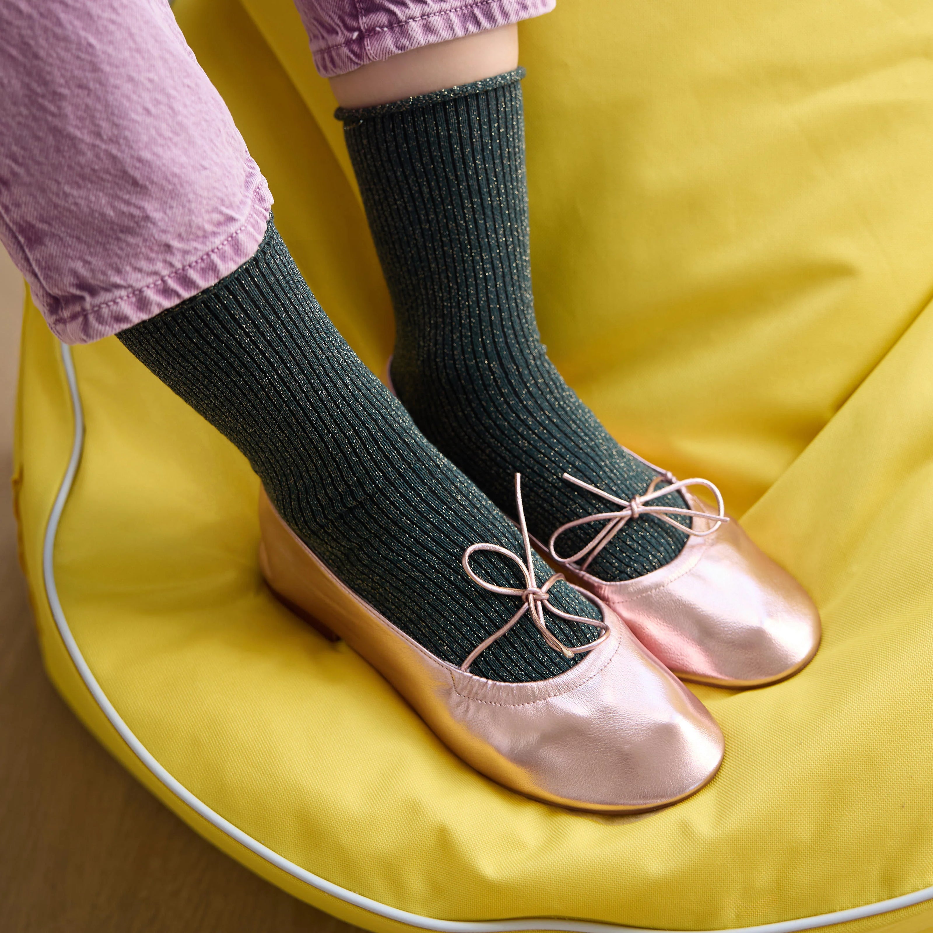 Chaussettes à paillettes vert Klue