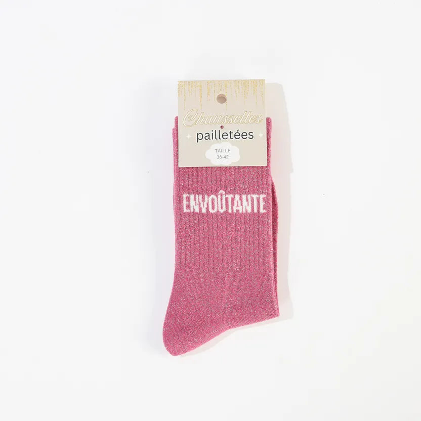 Chaussettes à paillettes rose envoûtante 