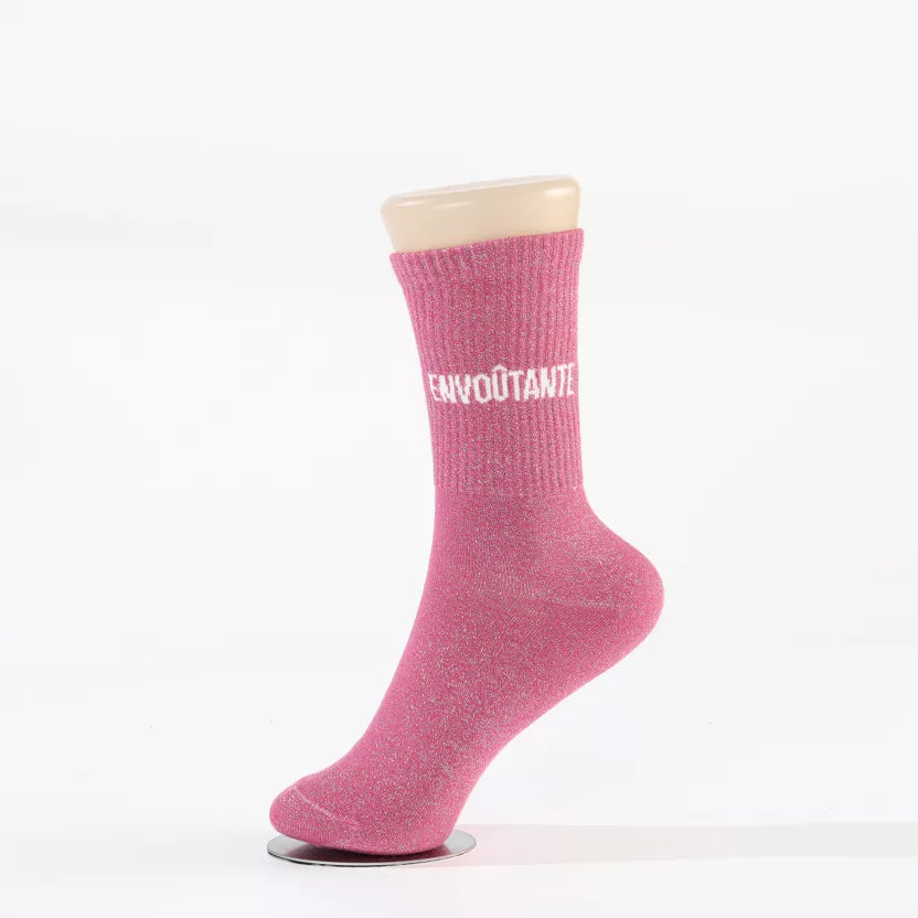 Chaussettes à paillettes rose envoûtante 
