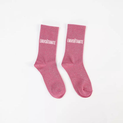 Chaussettes à paillettes rose envoûtante 