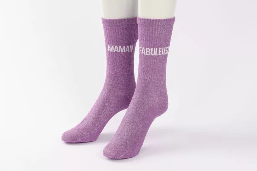 Chaussettes violette à paillette fabuleuse maman