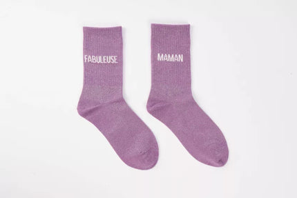 Chaussettes violette à paillette fabuleuse maman
