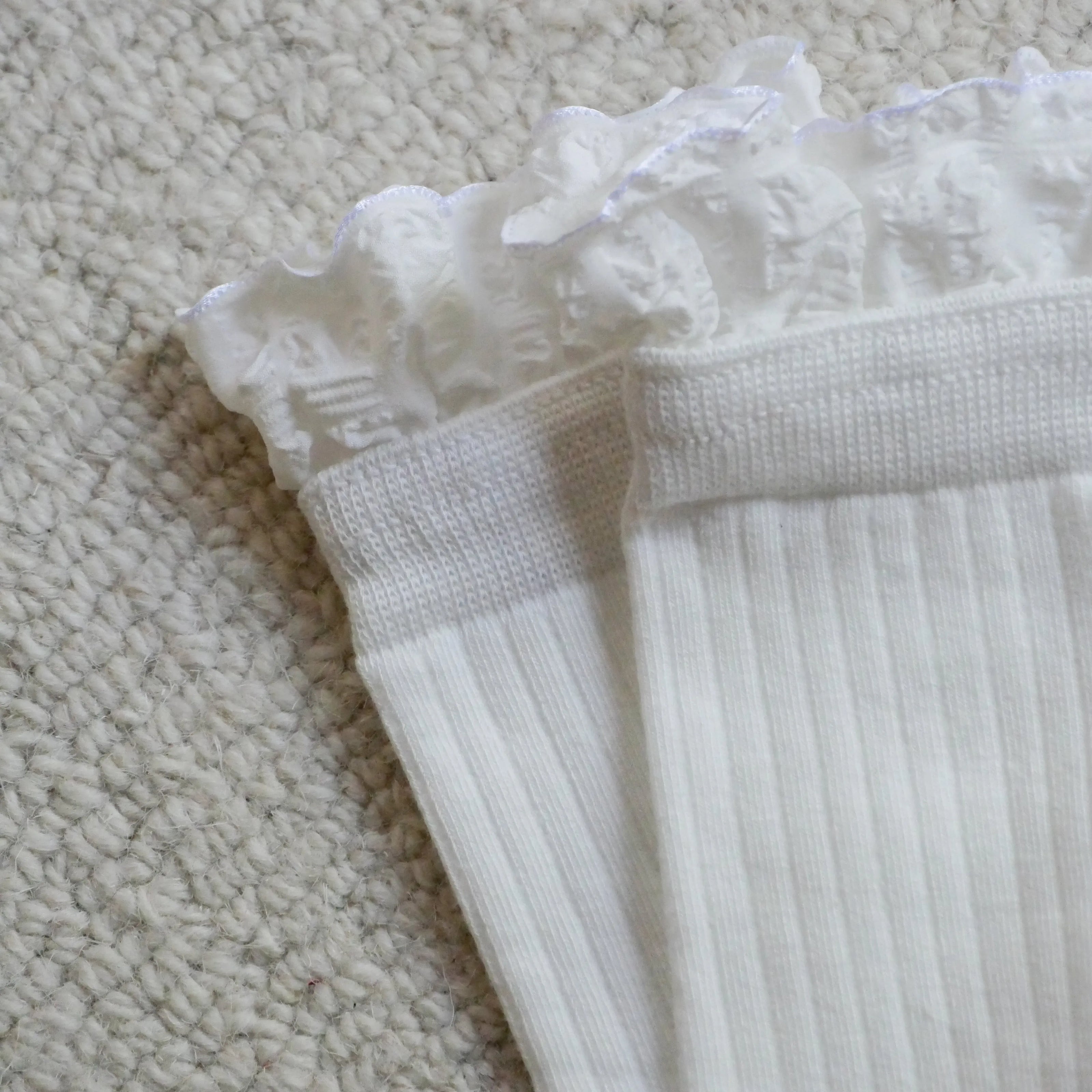 chausettes gentil coquelicot volants blanc