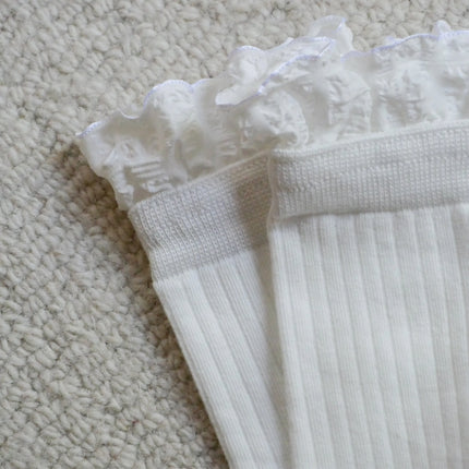 chausettes gentil coquelicot volants blanc