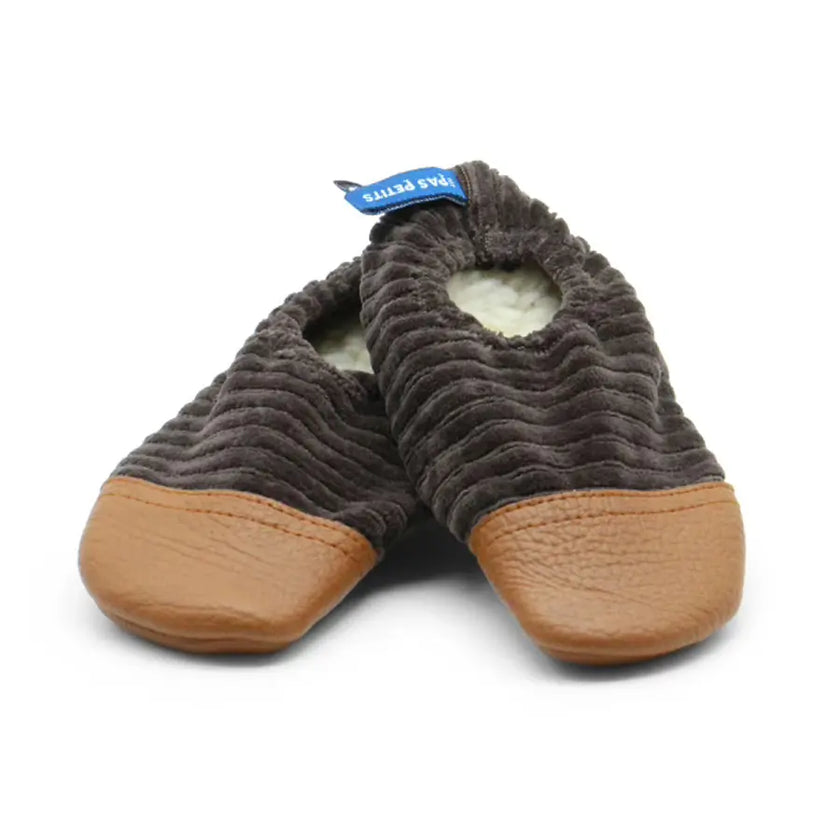 Chaussons velour marron