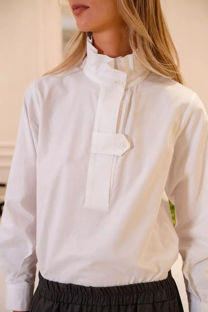 Chemise Flore blanche col montant Opullence