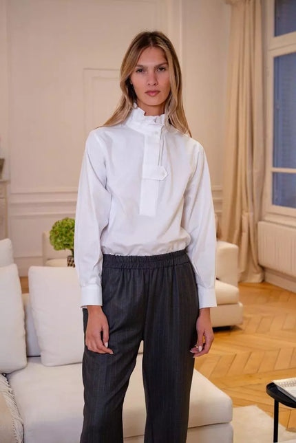 Chemise Flore blanche col montant Opullence