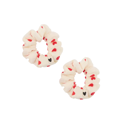 Chouchous en gaze de coton motif coeur rouge
