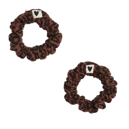Chouchous en gaze de coton motif léopard marron