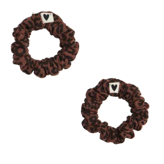 Chouchous en gaze de coton motif léopard marron