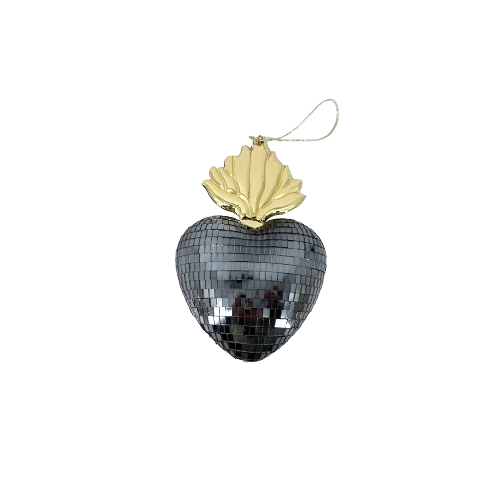 Coeur disco noir boule de sapin