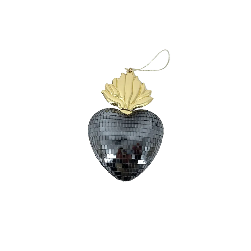 Coeur disco noir boule de sapin