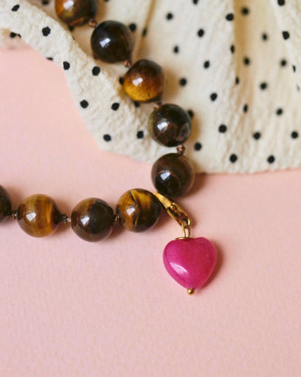 Charm Palas coeur agat fushia