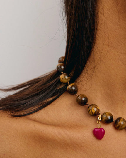 Charm Palas coeur agat fushia