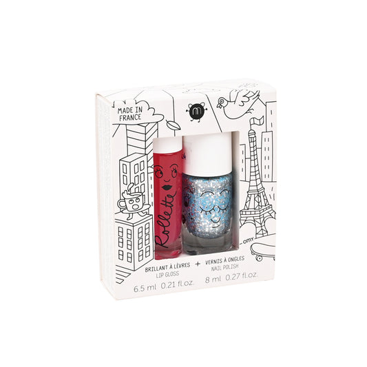 Coffret Vernis paillette & brillant à lèvre