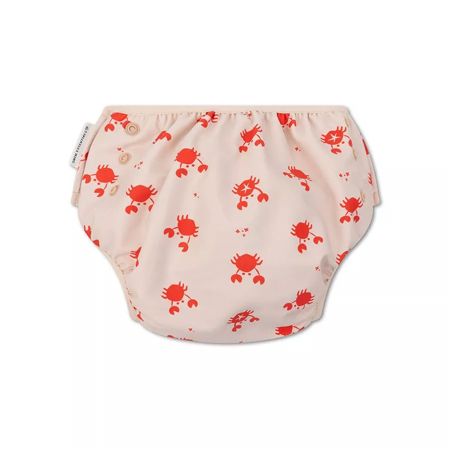 couche de natation oh crab rouge et beige