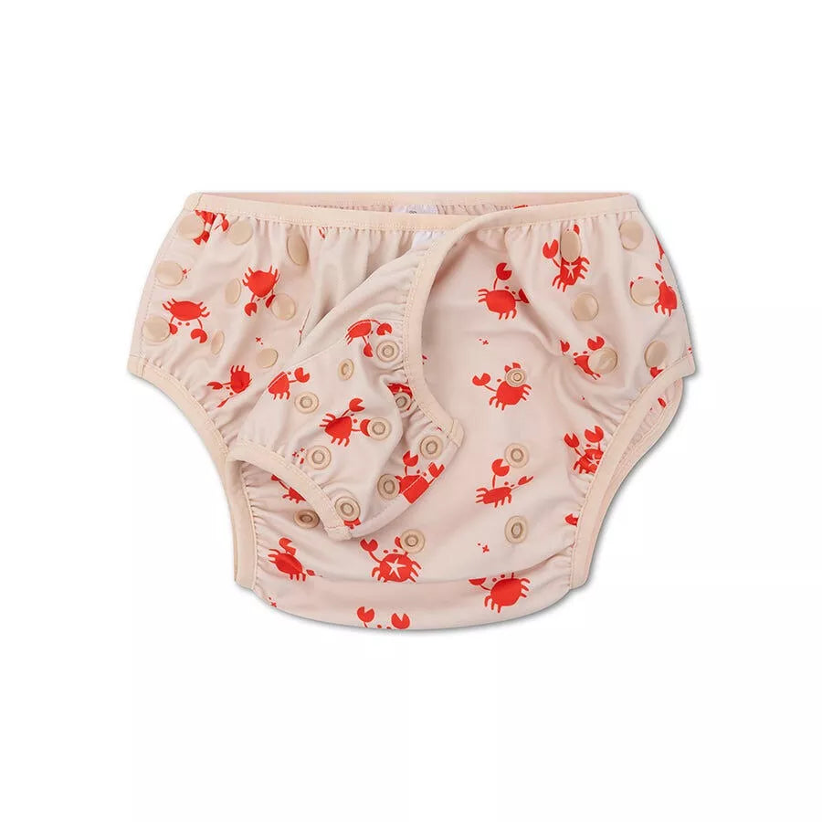 couche de natation oh crab rouge et beige