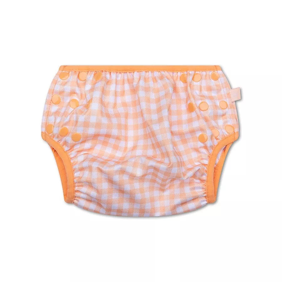 couche de natation quadrille orange et blanc