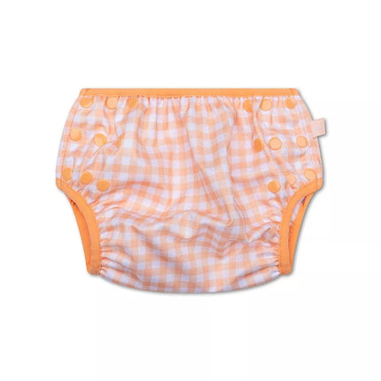 couche de natation quadrille orange et blanc