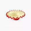 coupe colerette beige et rouge