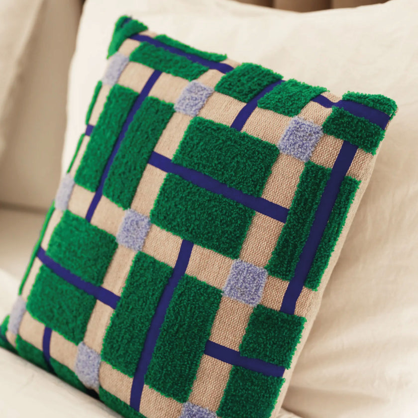 Coussin PLANO vert/bleu/beige  40x40cm