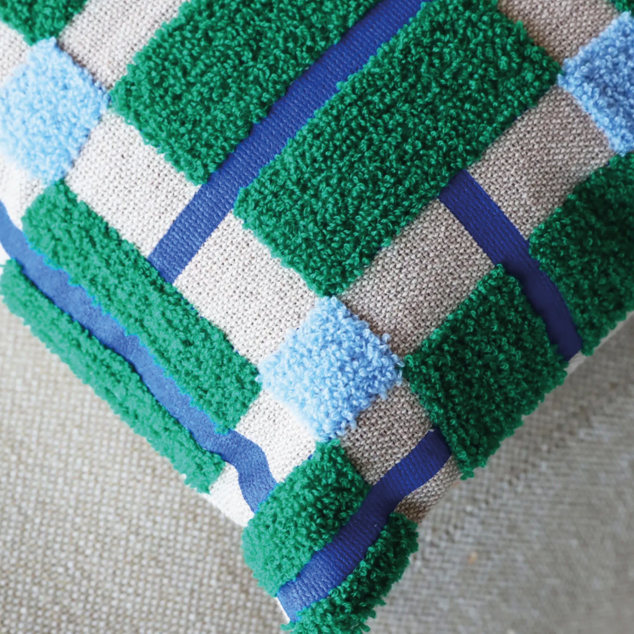 Coussin PLANO vert/bleu/beige  40x40cm