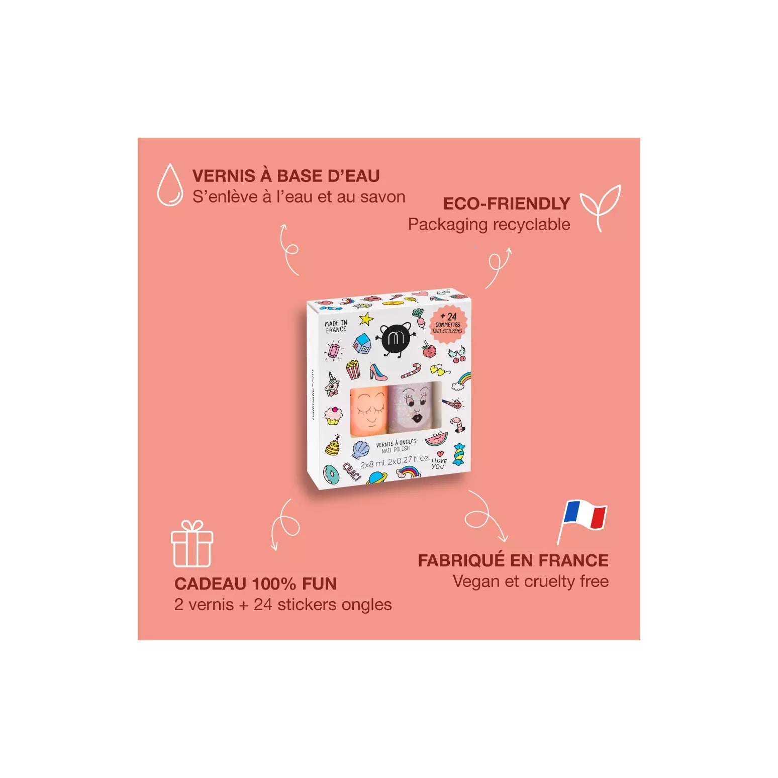 Coffret crac stickers et vernis pour ongles 