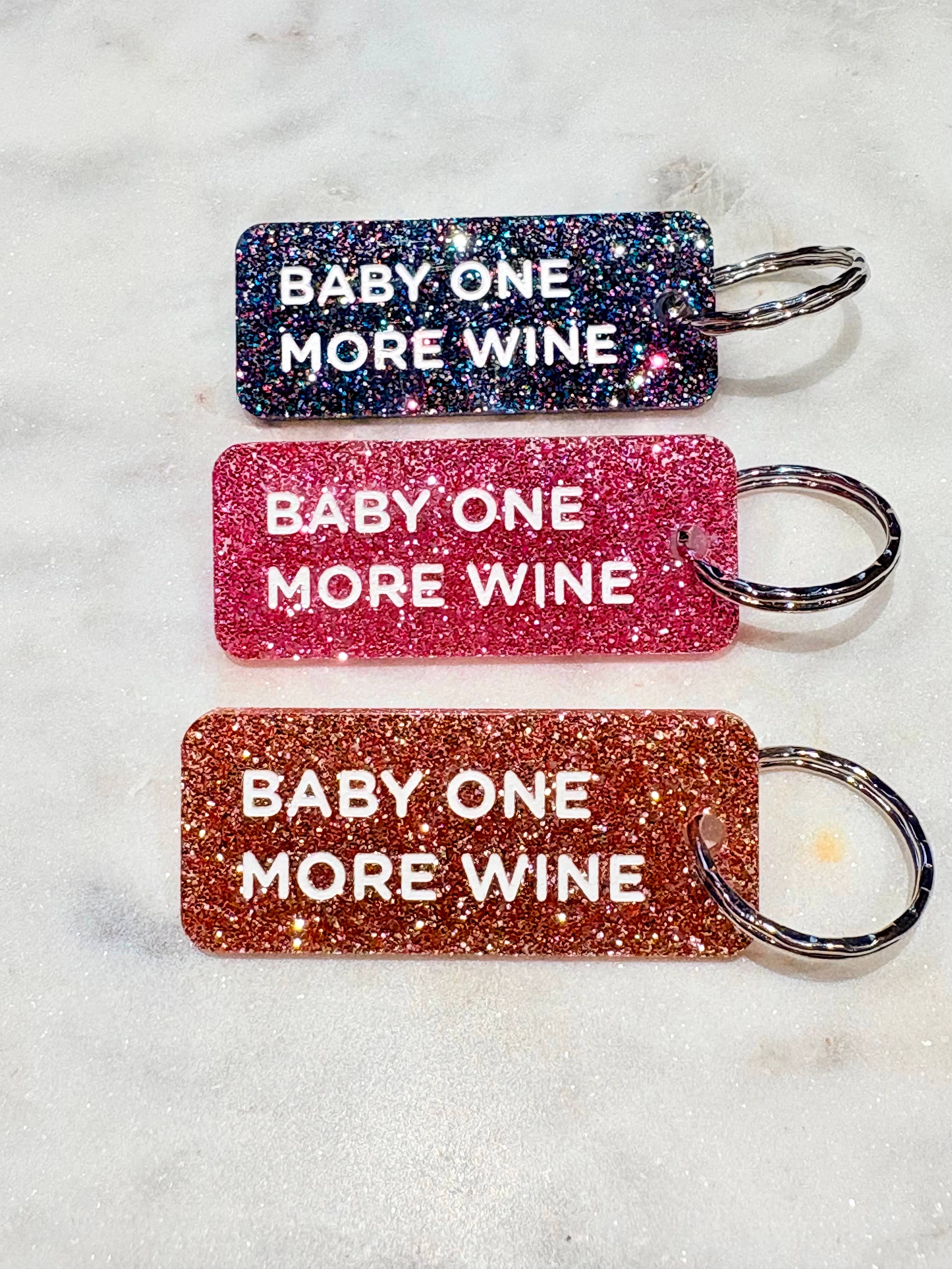 BABY ONE MORE WINE Porte-clés à paillettes Plus de Love