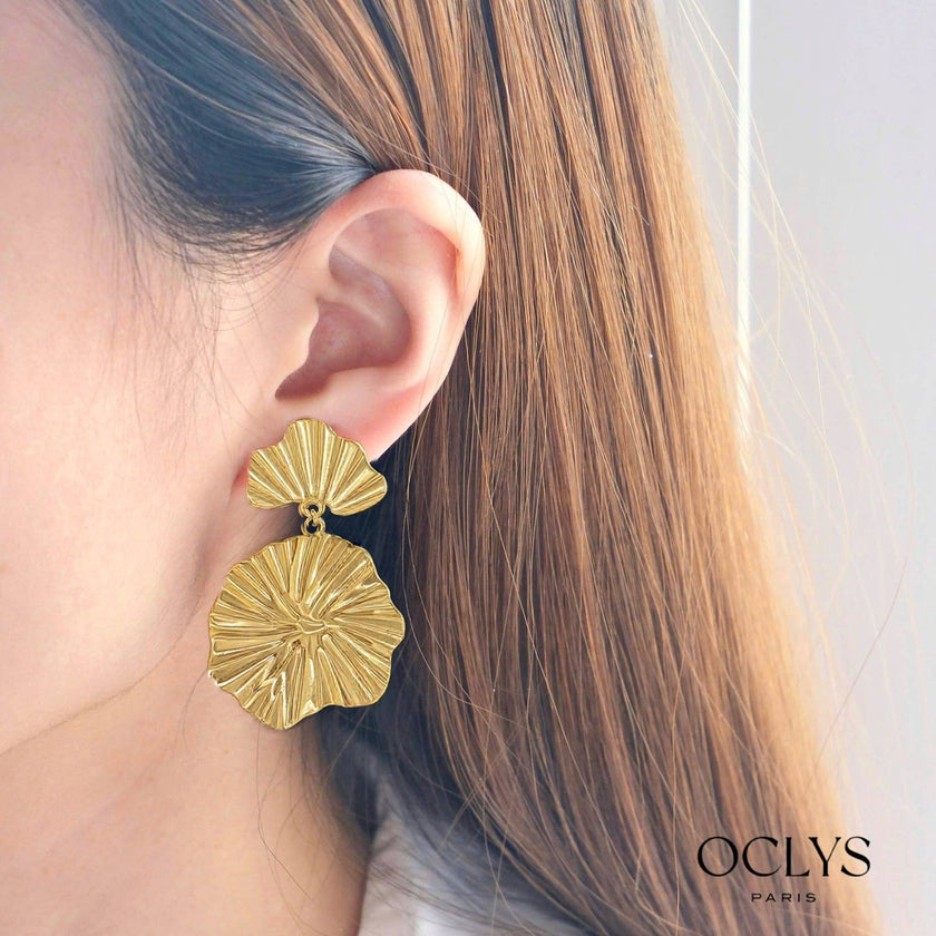 Boucles d'oreilles clip pendantes acier inoxydable Adi