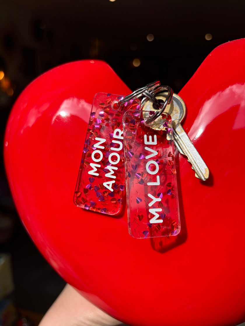 MON AMOUR - MY LOVE Porte-clés à paillettes Plus de Love