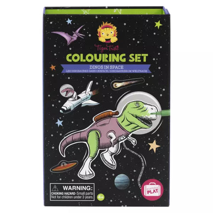 Set de coloriage dino dans l'espace