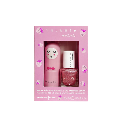 Duo de vernis et baume à levre kids Inuwet fraise