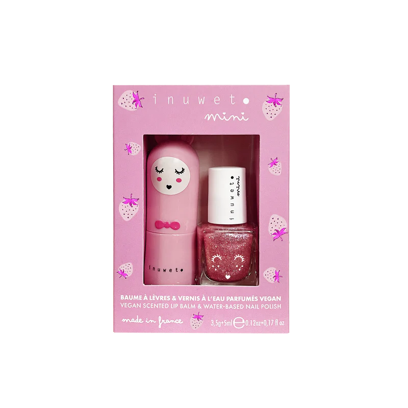 Duo de vernis et baume à levre kids Inuwet fraise