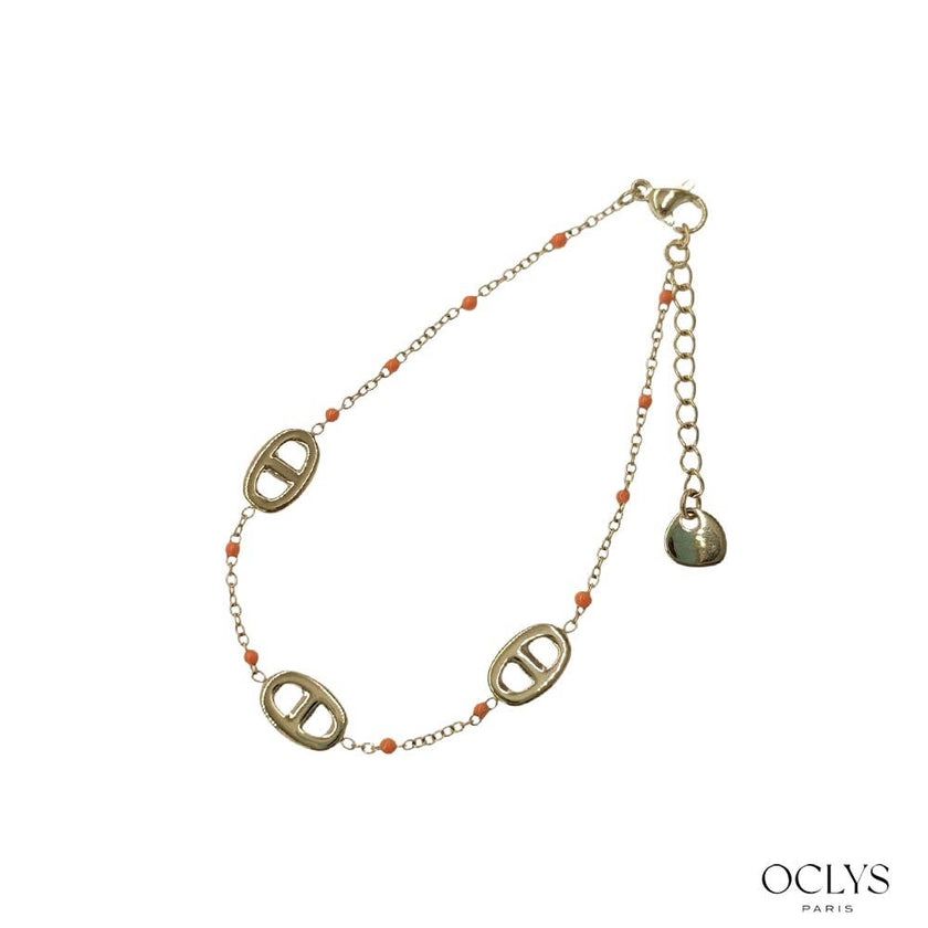 Bracelet émaillée maille marine acier inoxydable doré Silia
