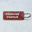 MARRAINE D'AMOUR Porte-clés à paillettes Plus de Love