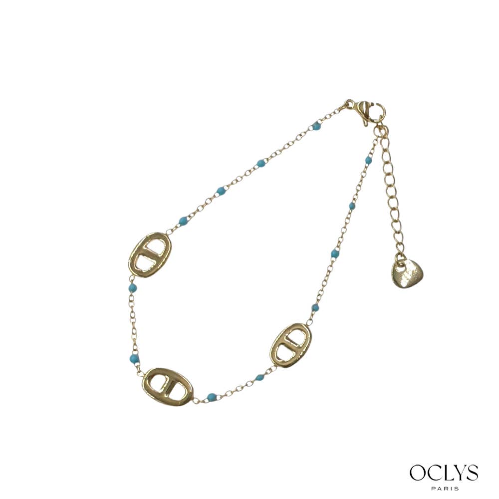 Bracelet émaillée maille marine acier inoxydable doré Silia