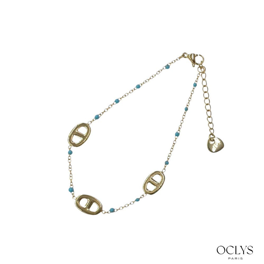 Bracelet émaillée maille marine acier inoxydable doré Silia