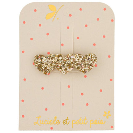 Barrette 3 coeurs - Doré