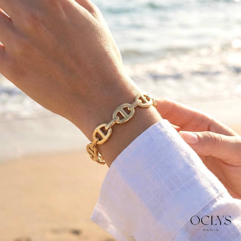 Bracelet manchette maille marine acier inoxydable Rika