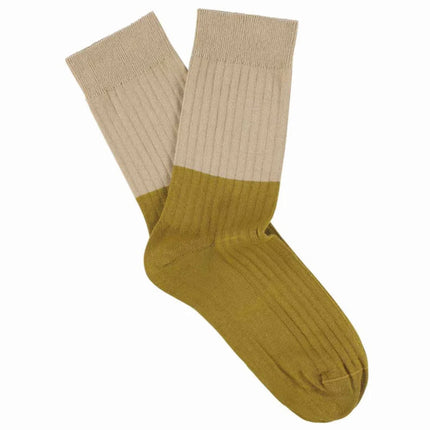 Chaussettes ESCUYER - COLOUR BLOCK - PINK/GOLD