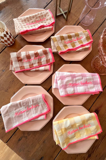Lot de 6 serviettes de table | Broderie MAISON BONHEUR