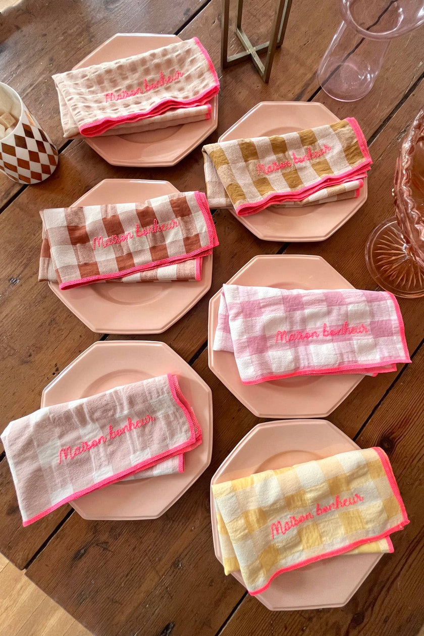Lot de 6 serviettes de table | Broderie MAISON BONHEUR